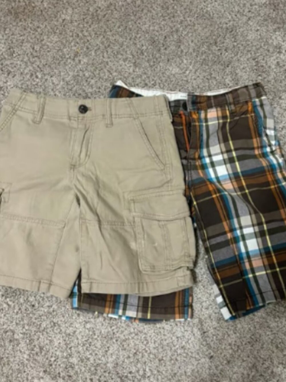 Boys Shorts Lot of 2 Size 10 Arizona Cargo Khaki + Old Navy Plaid
